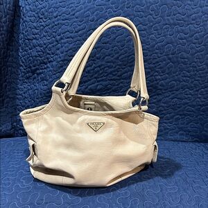 Prada Beige Leather Shoulder Bag
